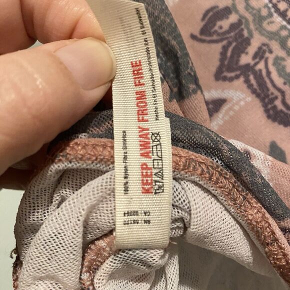 Intimately Free People Top XS Pink Freesia Paisley Mesh Bodysuit Coquette - Picture 12 of 13